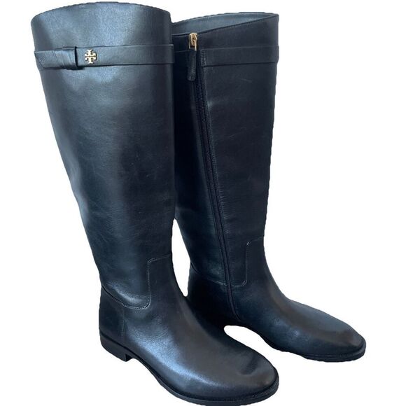 New Tory Burch Everly Strap Riding Boot Perfect Black Leather size 7W - Picture 6 of 7